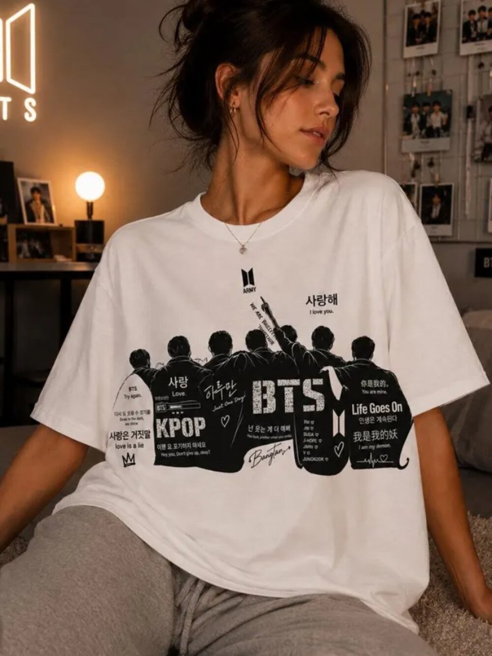 BTS Silhouette Crew T-Shirt K-Pop Band Graphic Tee